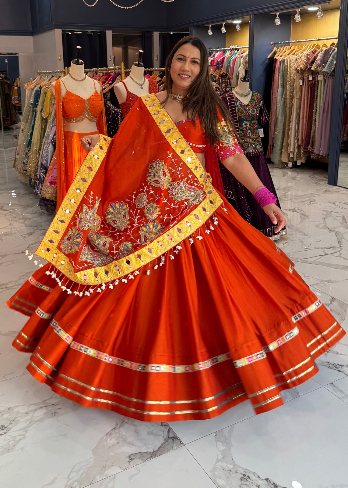 Bright Orange Chaniya Choli