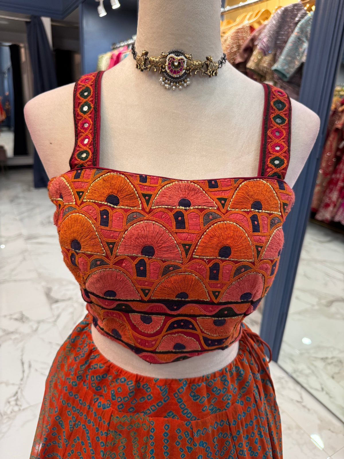 Rust & Teal Chaniya Choli