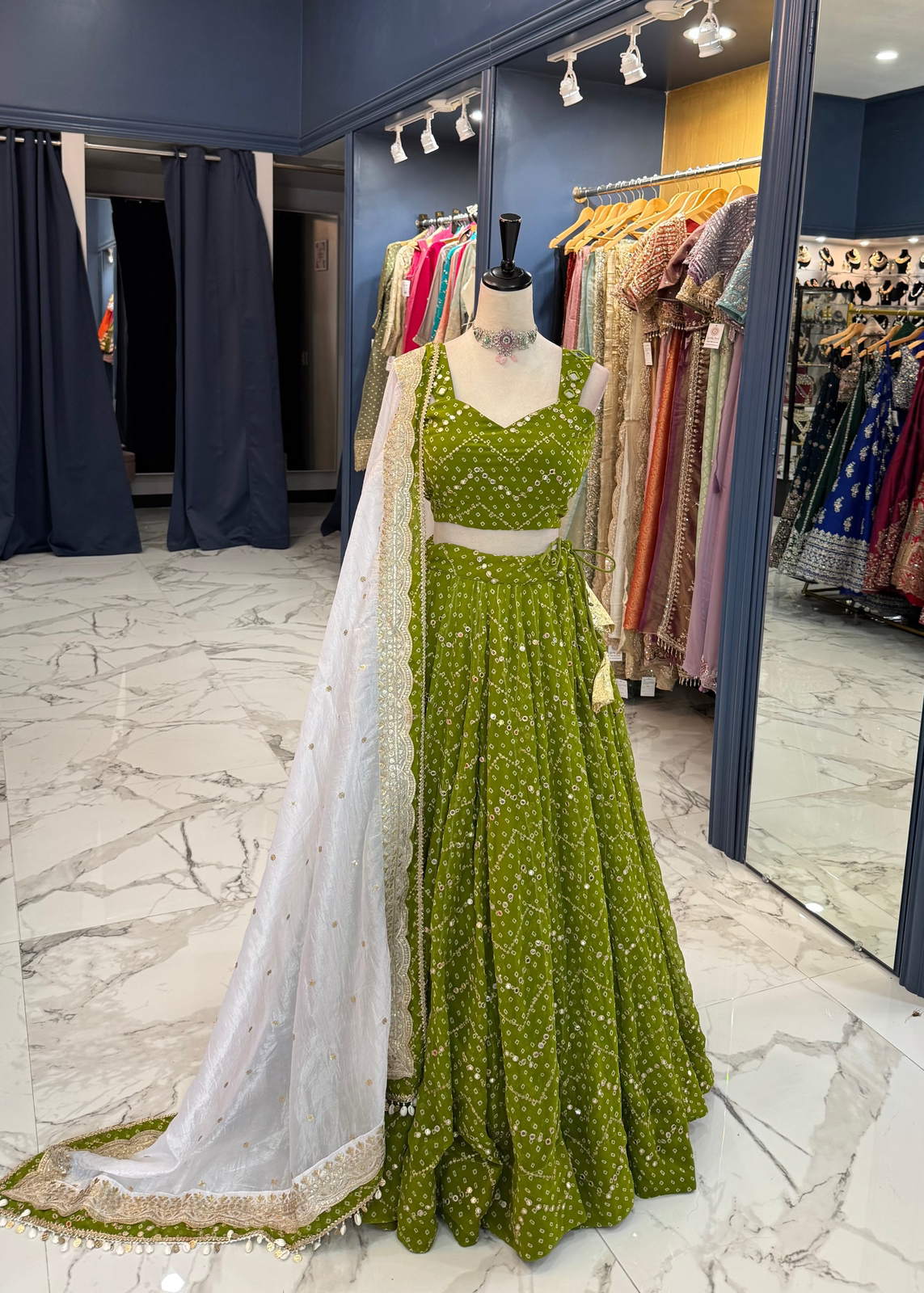 Green Bandhani Chaniya Choli