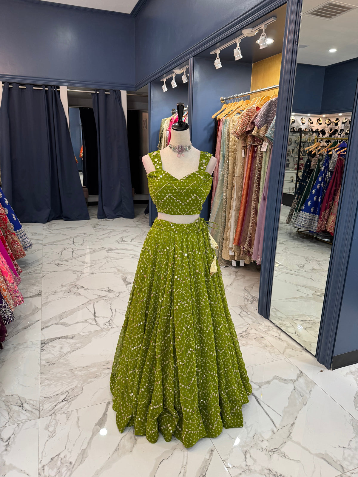 Green Bandhani Chaniya Choli