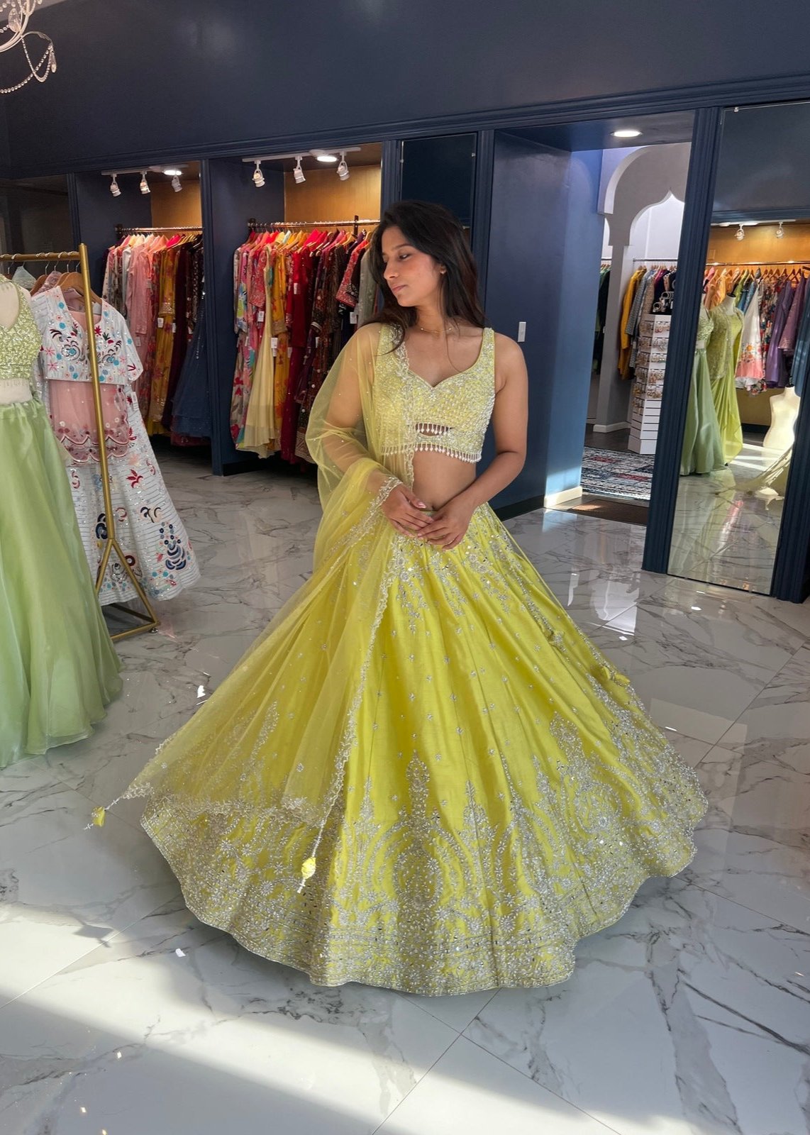 Bright yellow Lehenga Choli