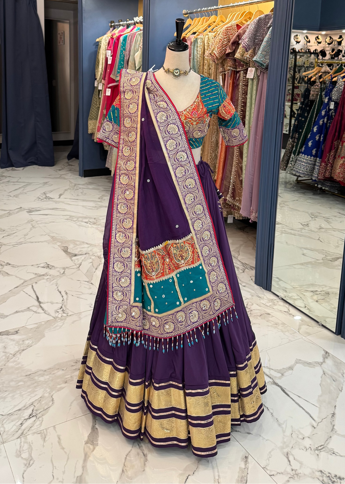 Purple & multicolor Chaniya Choli