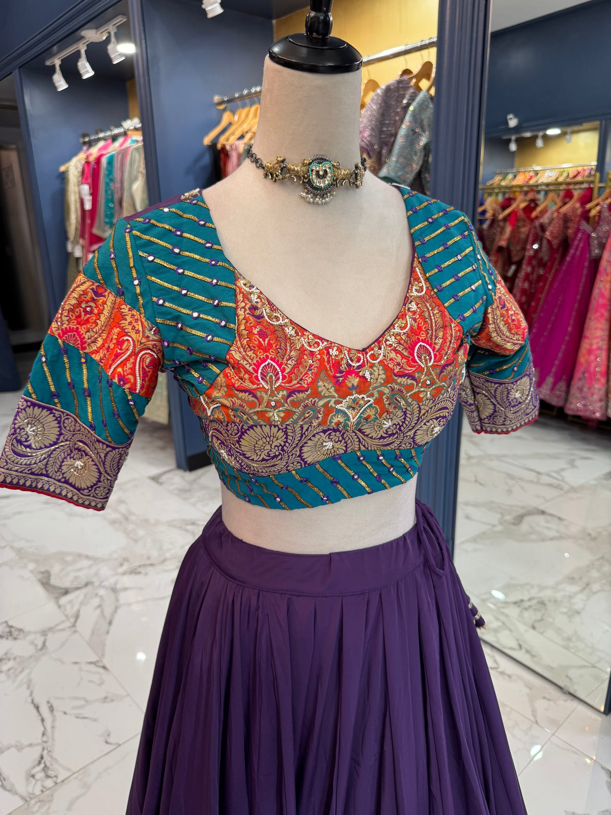 Purple & multicolor Chaniya Choli