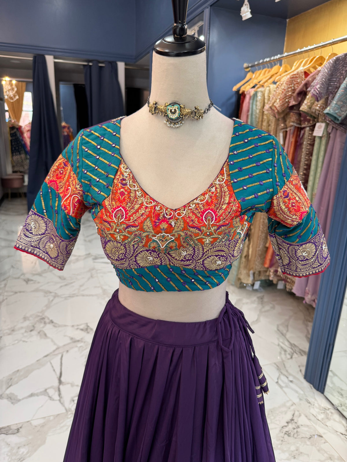 Purple & multicolor Chaniya Choli