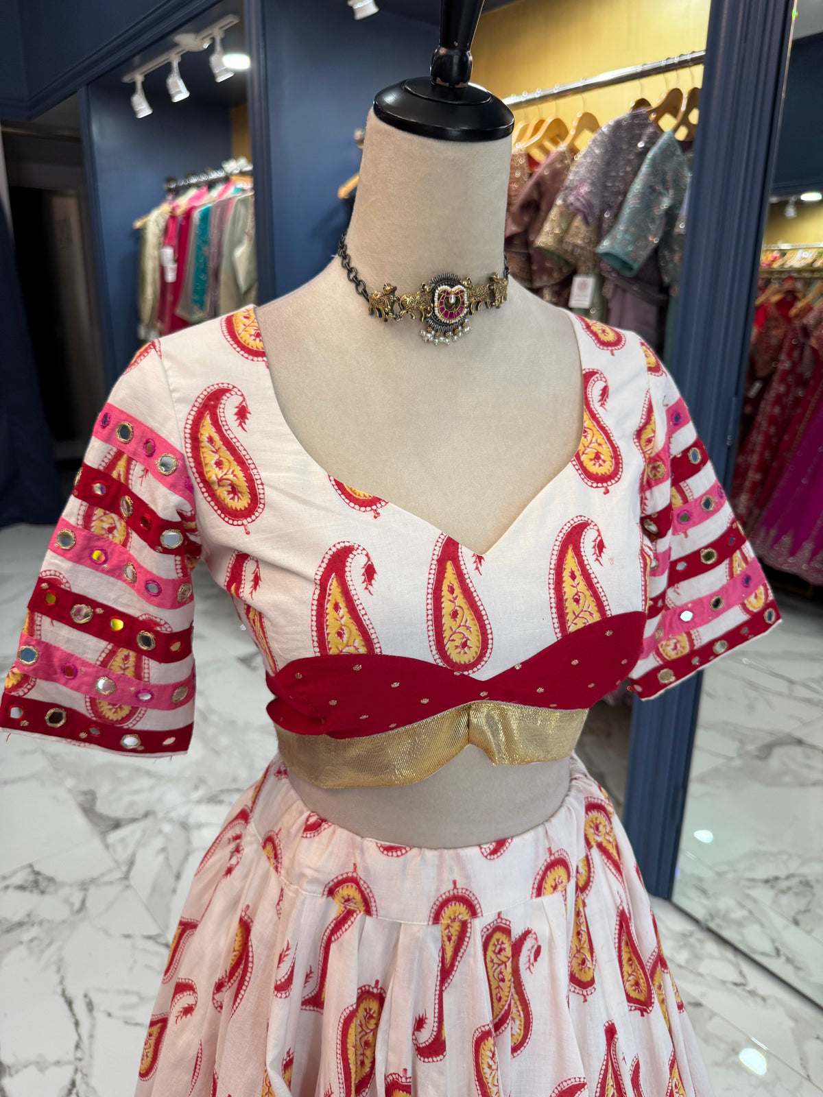 Ivory & Pink Paisley Chaniya Choli