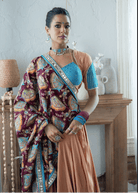 Peach & Turquoise Printed Chaniya Choli