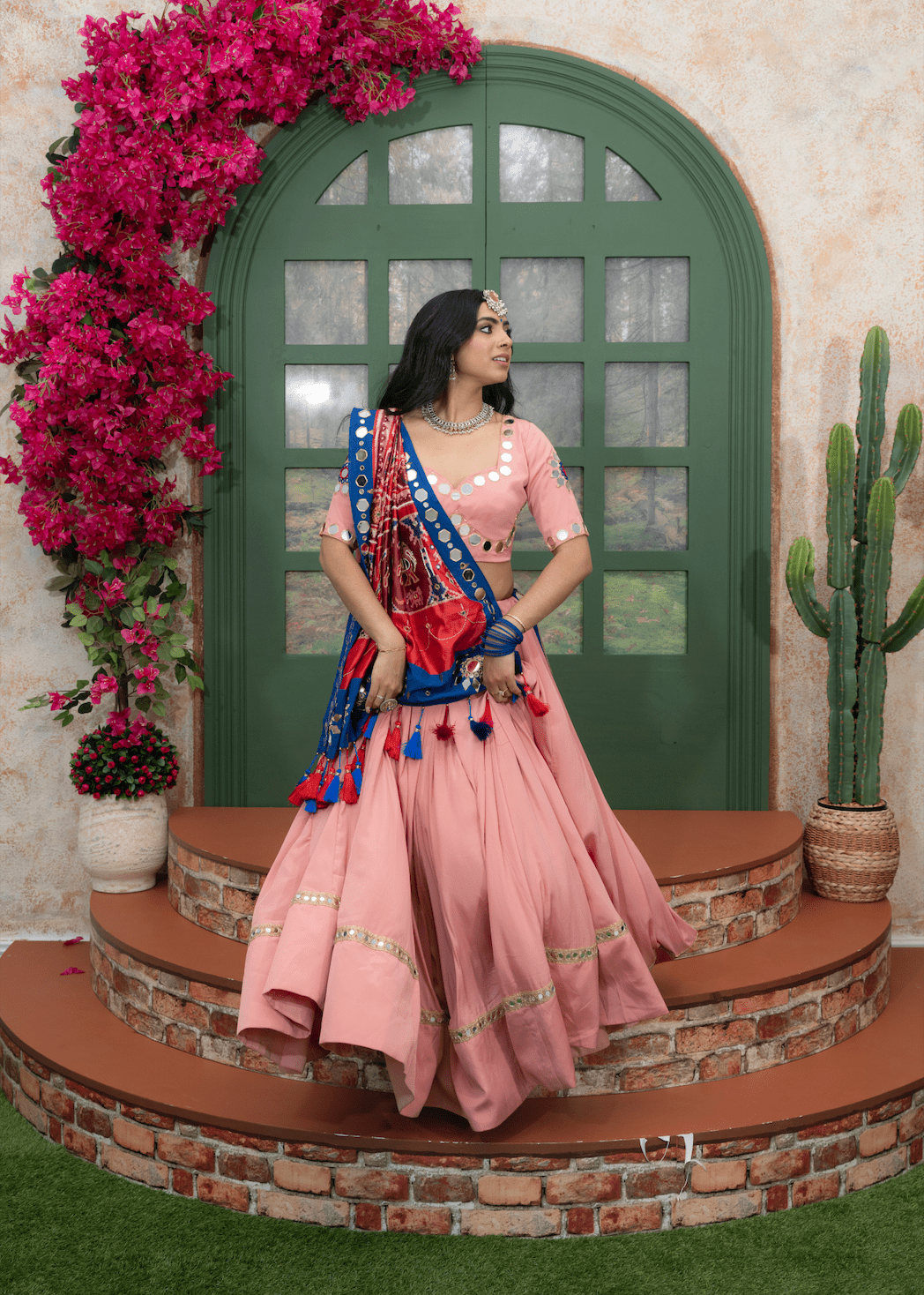 Peach patola handwork Chaniya Choli