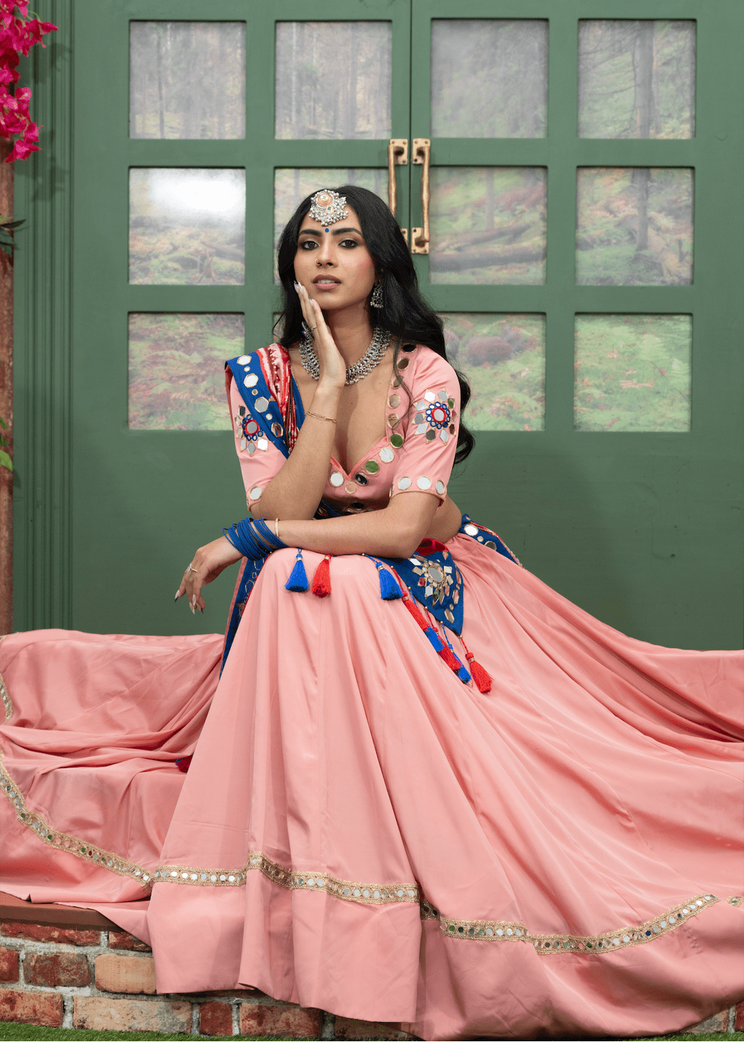 Peach patola handwork Chaniya Choli