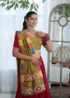 Maroon and mehendi green cotton chaniya choli