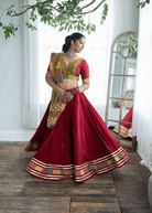 Maroon and mehendi green cotton chaniya choli