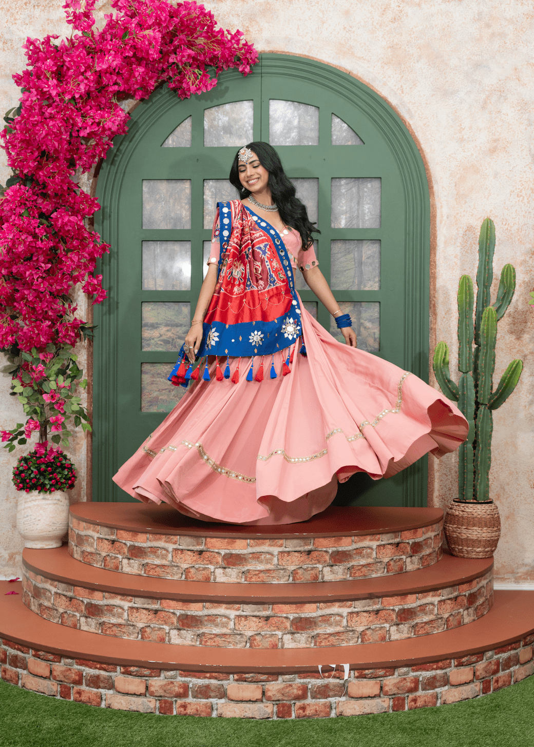 Peach patola handwork Chaniya Choli
