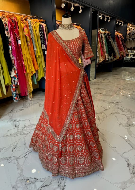 Purple gold embroidered lehenga
