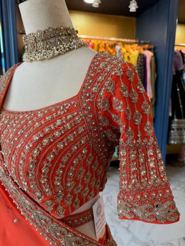 Purple gold embroidered lehenga