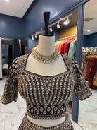 Purple gold embroidered lehenga