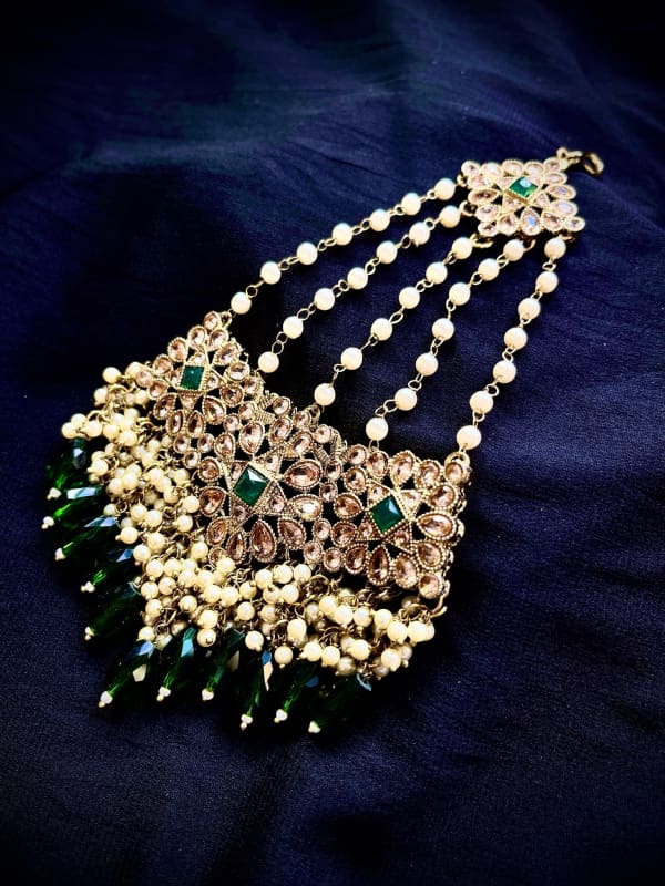 Forest Green Pearl Cluster Choker
