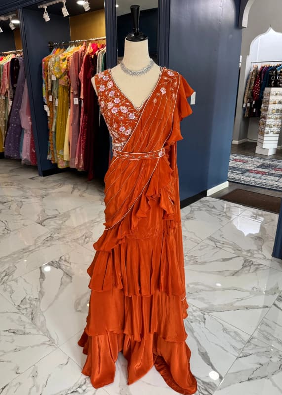 Mira Ruffled Ready Saree Set