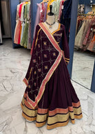 Wine Chaniya Choli with embroidered dupatta
