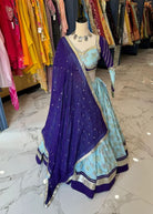 Sky Blue & Royal Purple Printed Chaniya Choli
