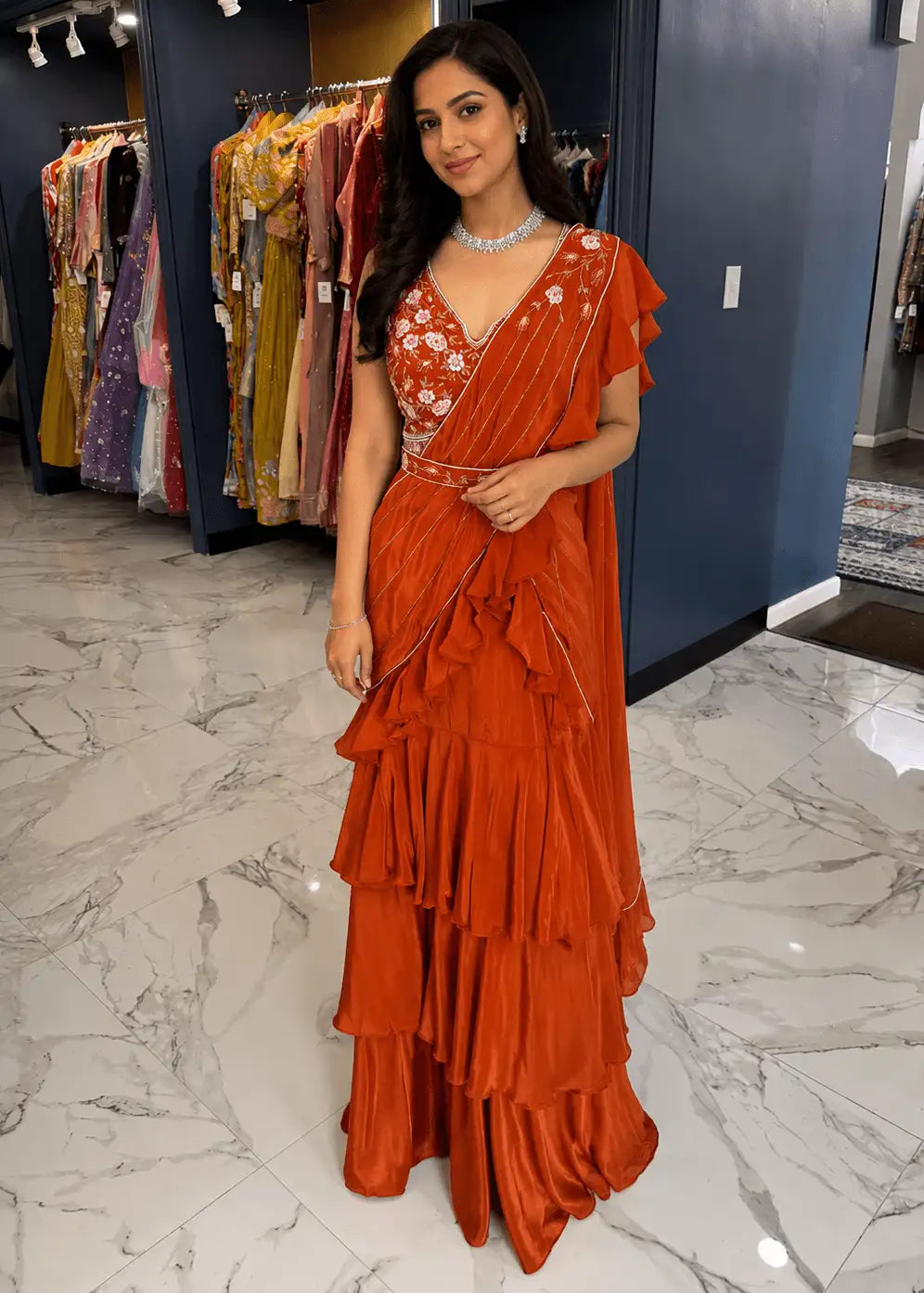 Mira Ruffled Ready Saree Set