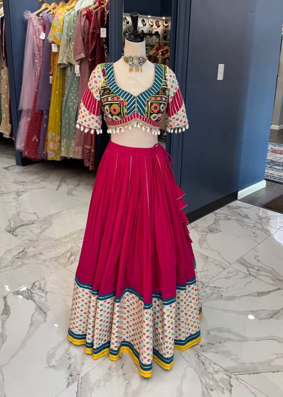 Rani Pink and multicolor chaniya choli