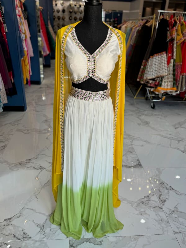Yellow and Green Tie-dye Pallazo Set