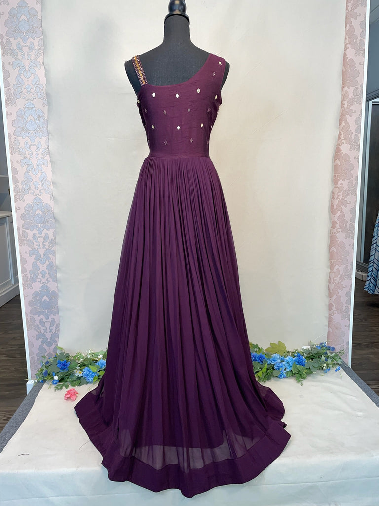 Purple mirror work Gown